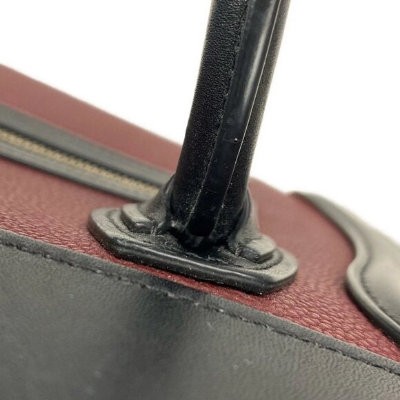 CELINE Luggage Nano Shopper 168243AAC.27CA Bordeaux Black Red Leather - - Picture 9 of 16